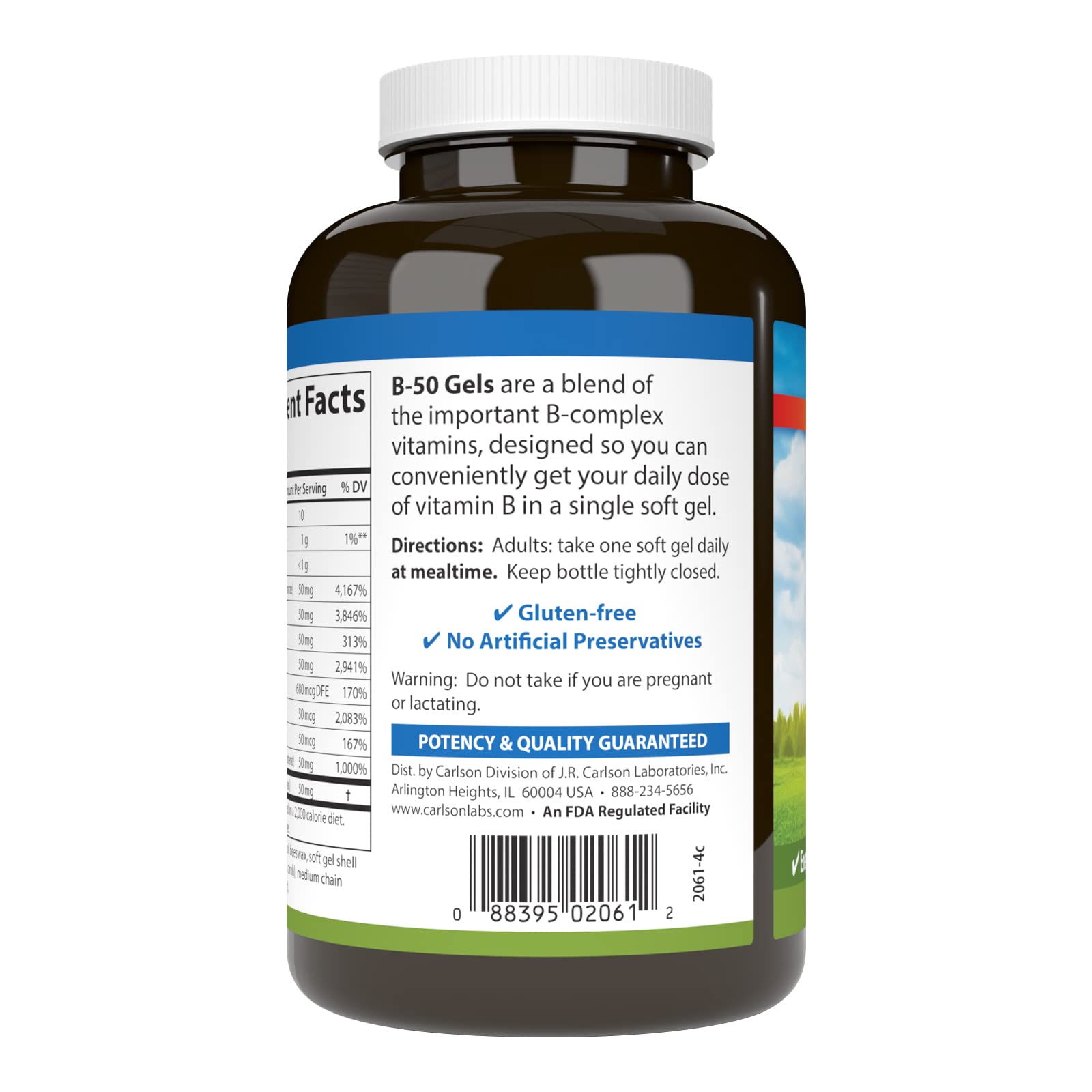 Carlson - B-50 Gels, Vitamin B Complex, Energy Production, Cellular Support & Optimal Wellness, 100 Softgels - Image 3