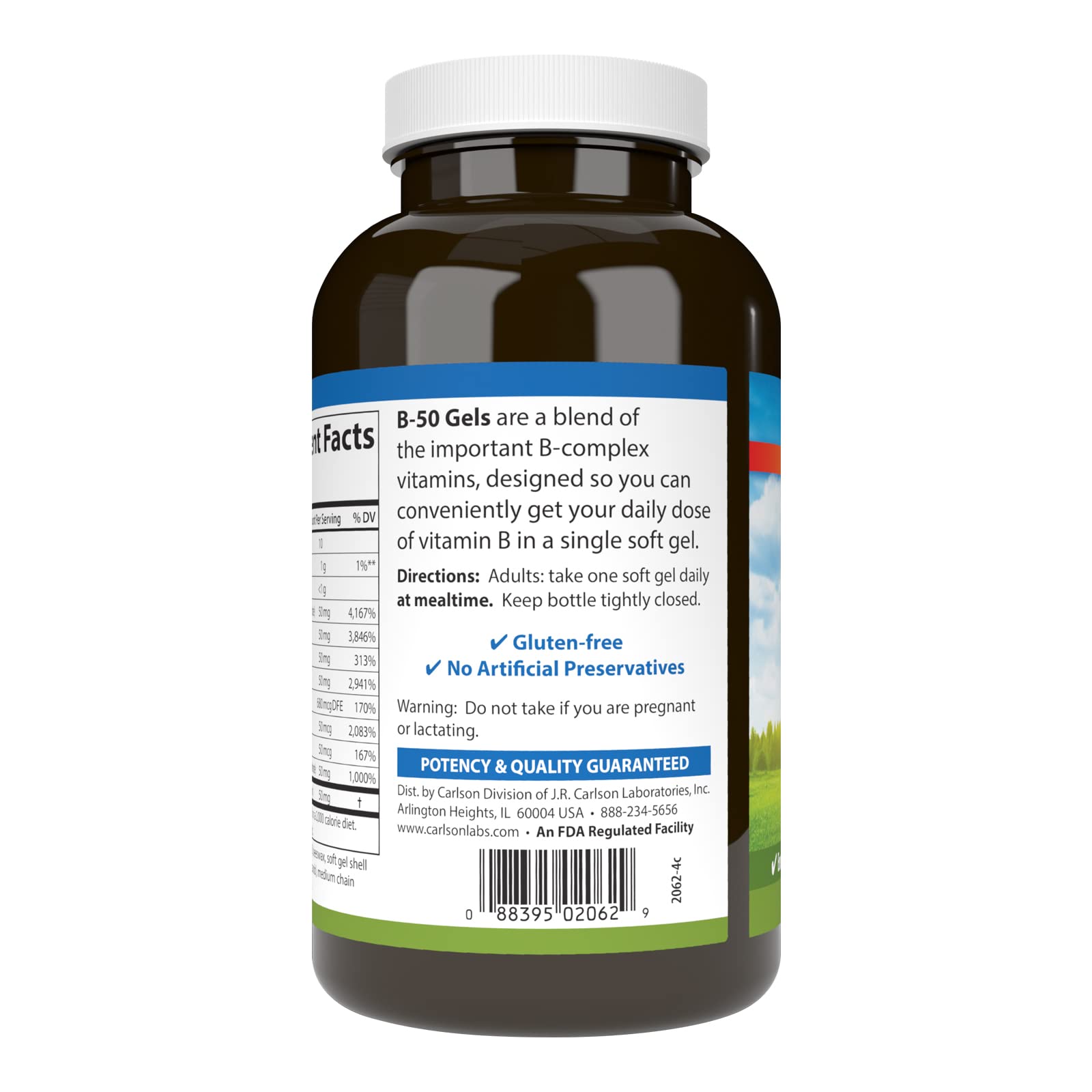 Carlson - B-50 Gels, Vitamin B Complex, Energy Production, Cellular Support & Optimal Wellness, 200 Softgels - Image 3