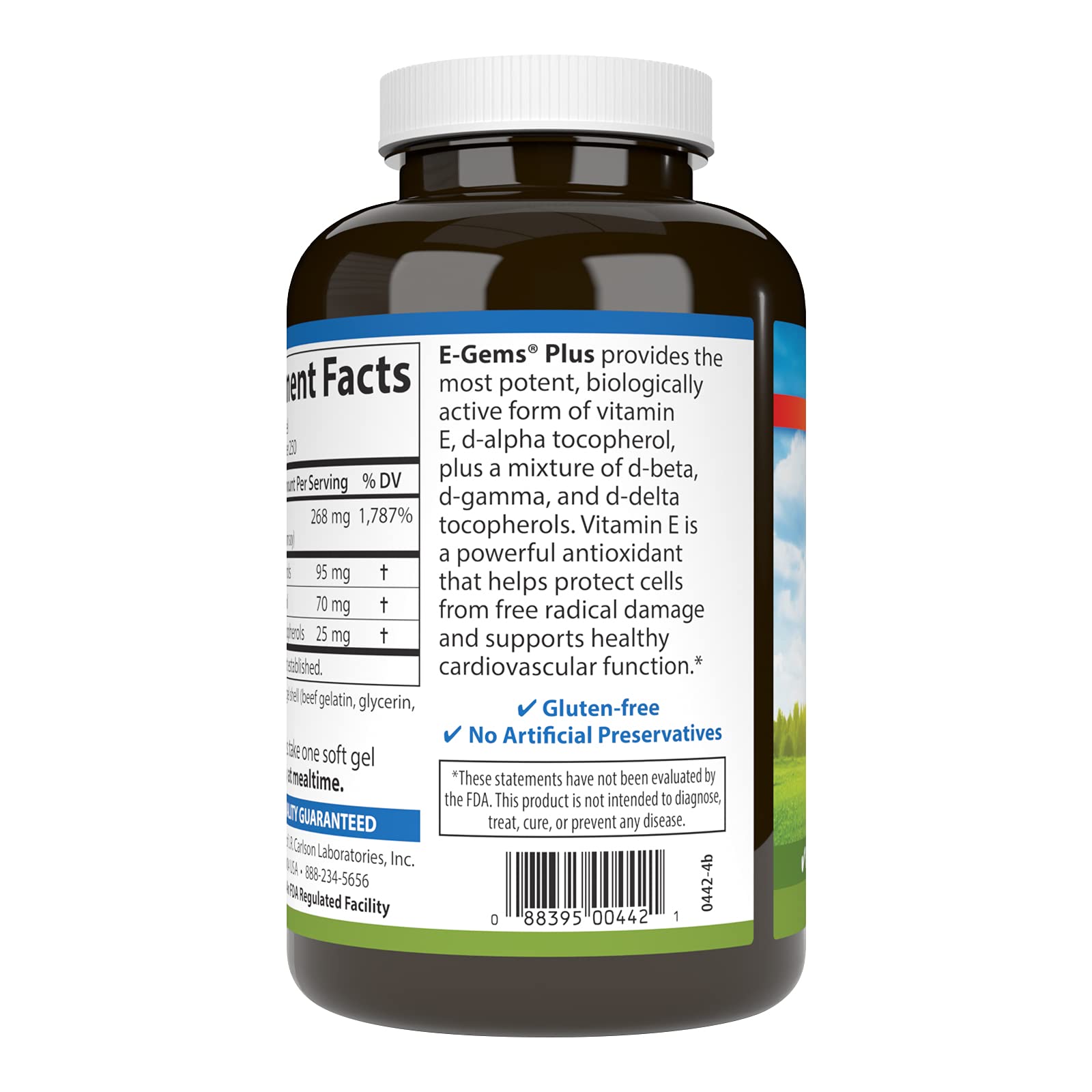 Carlson - E-Gems Plus, Natural Vitamin E 400 IU, Supports a Healthy Heart, 250 soft gels - Image 3