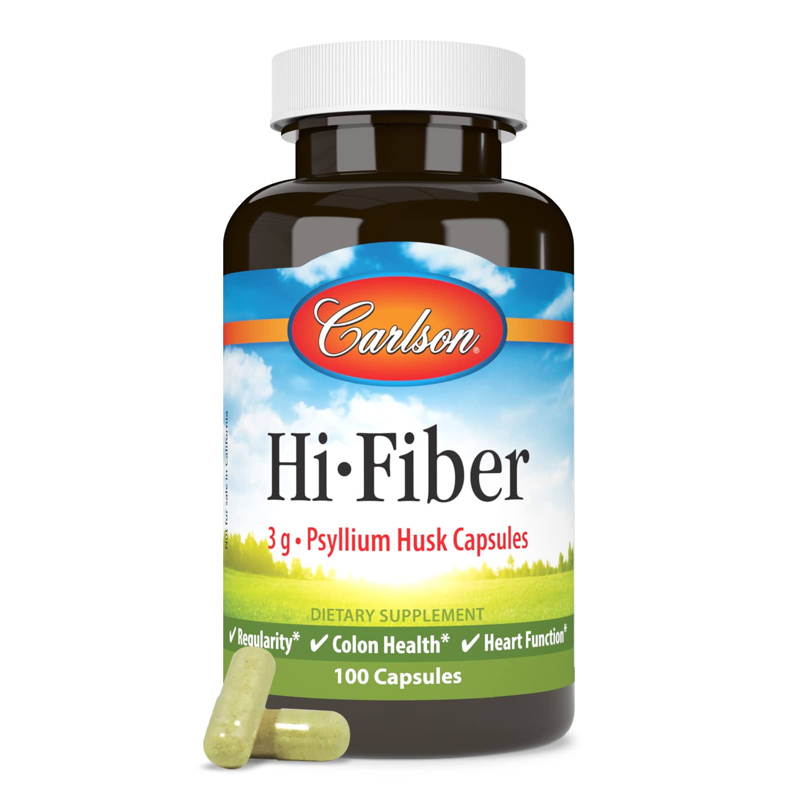 Carlson - Hi-Fiber, 3 g, Psyllium Husk Capsules, Regularity, Colon Health & Heart Function, 100 Capsules - Image 5