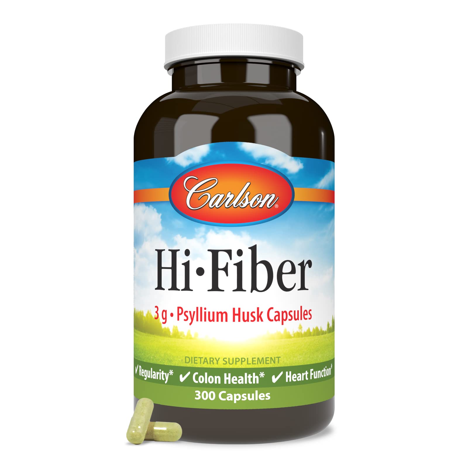 Carlson - Hi-Fiber, 3 g, Psyllium Husk Capsules, Regularity, Colon Health & Heart Function, 300 Capsules - Image 5