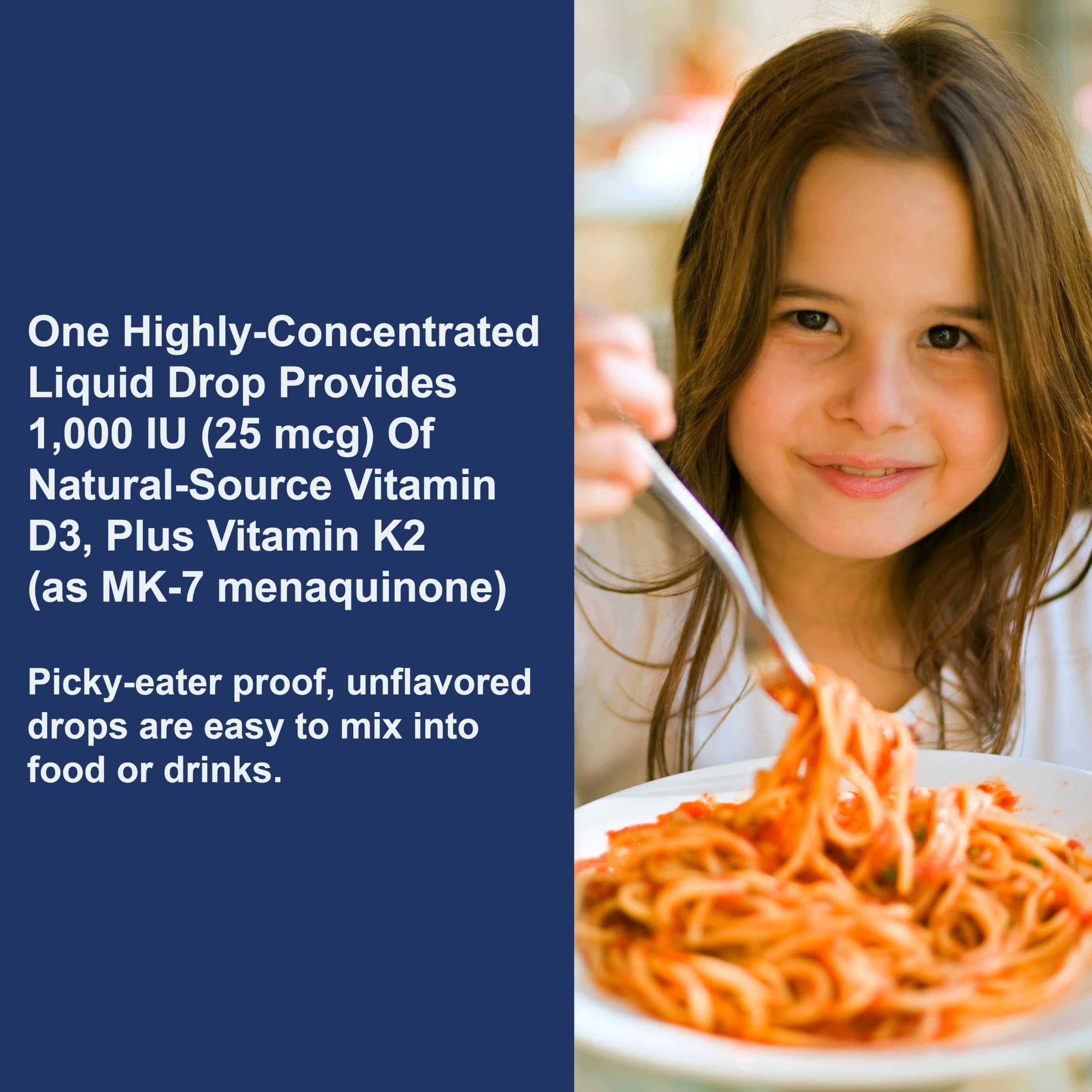 Carlson - Kid's Super Daily D3+K2, 25 mcg (1,000 IU) D3 & 22.5 mcg K2, Vitamin D Drops with Vitamin K2, Liquid Vitamins, 1000 IU Vitamin D3, Heart & Bone Health, 1-Year Supply, Unflavored, 360 Drops - Image 5