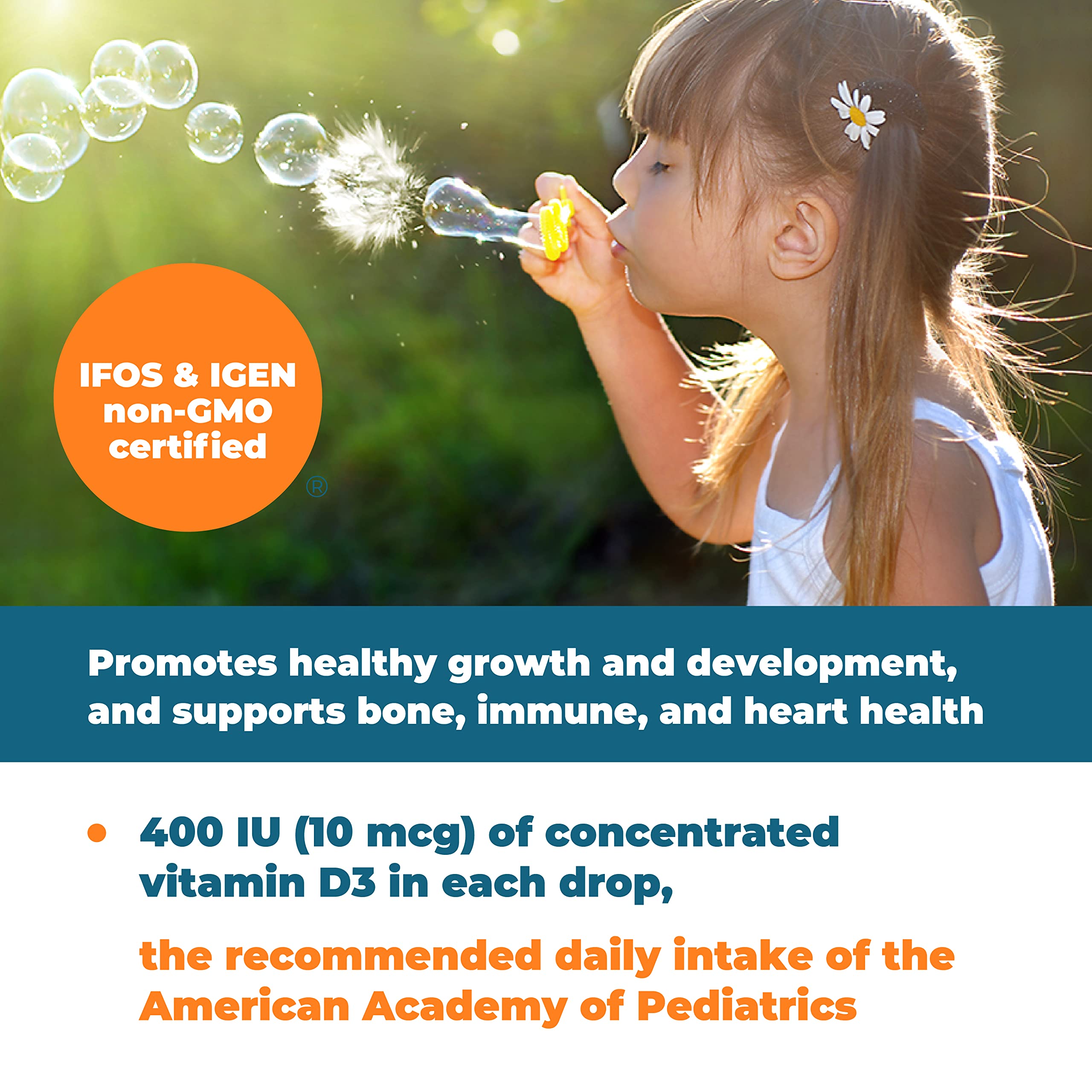 Carlson - Kid's Super Daily D3, Vitamin D Drops for Kids, 400 IU per drop, 1-Year Supply, Heart & Immune Health, Vegetarian, Liquid Vitamin D Drops, Unflavored, 365 drops - Image 6