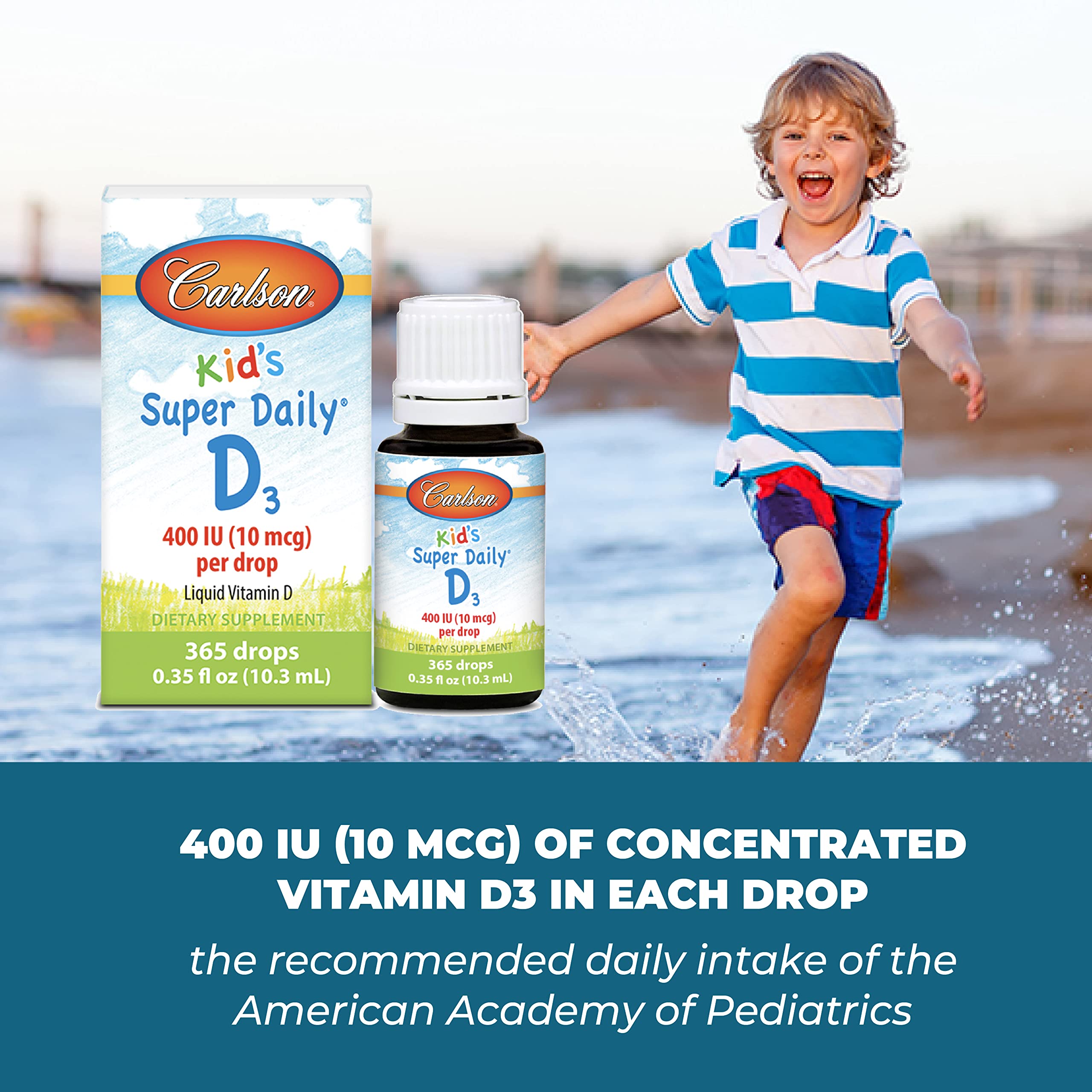 Carlson - Kid's Super Daily D3, Vitamin D Drops for Kids, 400 IU per drop, 1-Year Supply, Heart & Immune Health, Vegetarian, Liquid Vitamin D Drops, Unflavored, 365 drops - Image 7