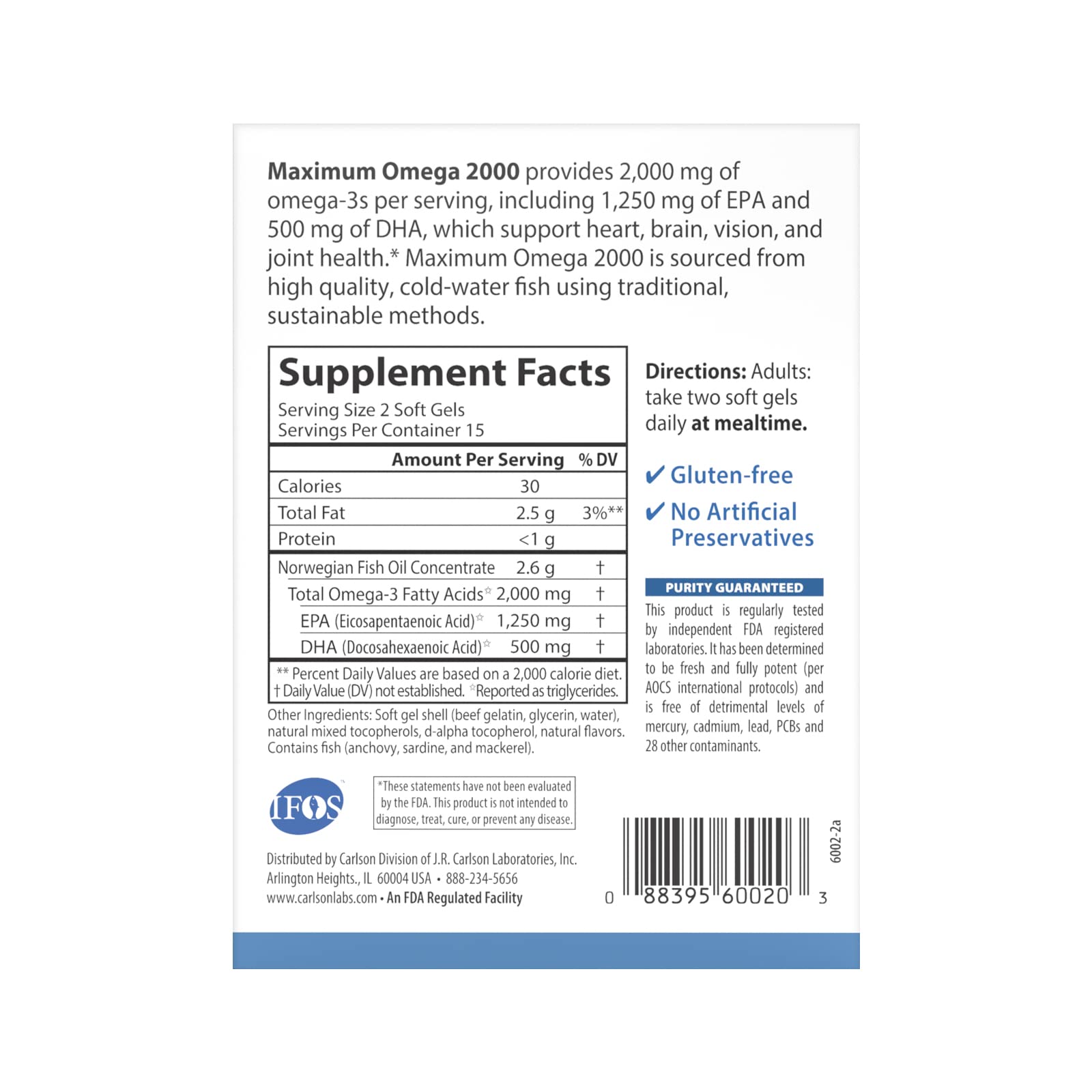 Carlson - Maximum Omega 2000 Grab + Go Packs, 2000 mg Omega-3s, Wild-Caught, Norwegian Fish Oil Supplement, Sustainably Sourced Fish Oil Capsules, Lemon, 30 Softgel Pack - Image 6