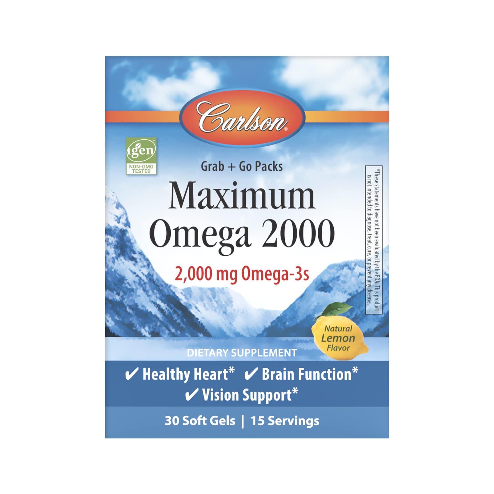 Carlson - Maximum Omega 2000 Grab + Go Packs, 2000 mg Omega-3s, Wild-Caught, Norwegian Fish Oil Supplement, Sustainably Sourced Fish Oil Capsules, Lemon, 30 Softgel Pack - Image 8
