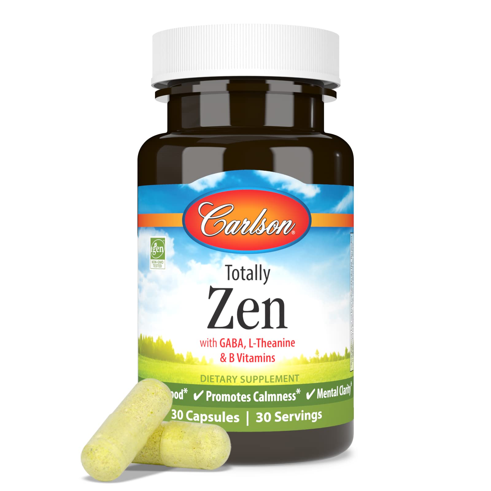 Carlson - Totally Zen, GABA, L-Theanine & B Vitamins, Healthy Mood, Promotes Calmness & Mental Clarity, 30 Capsules - Image 5