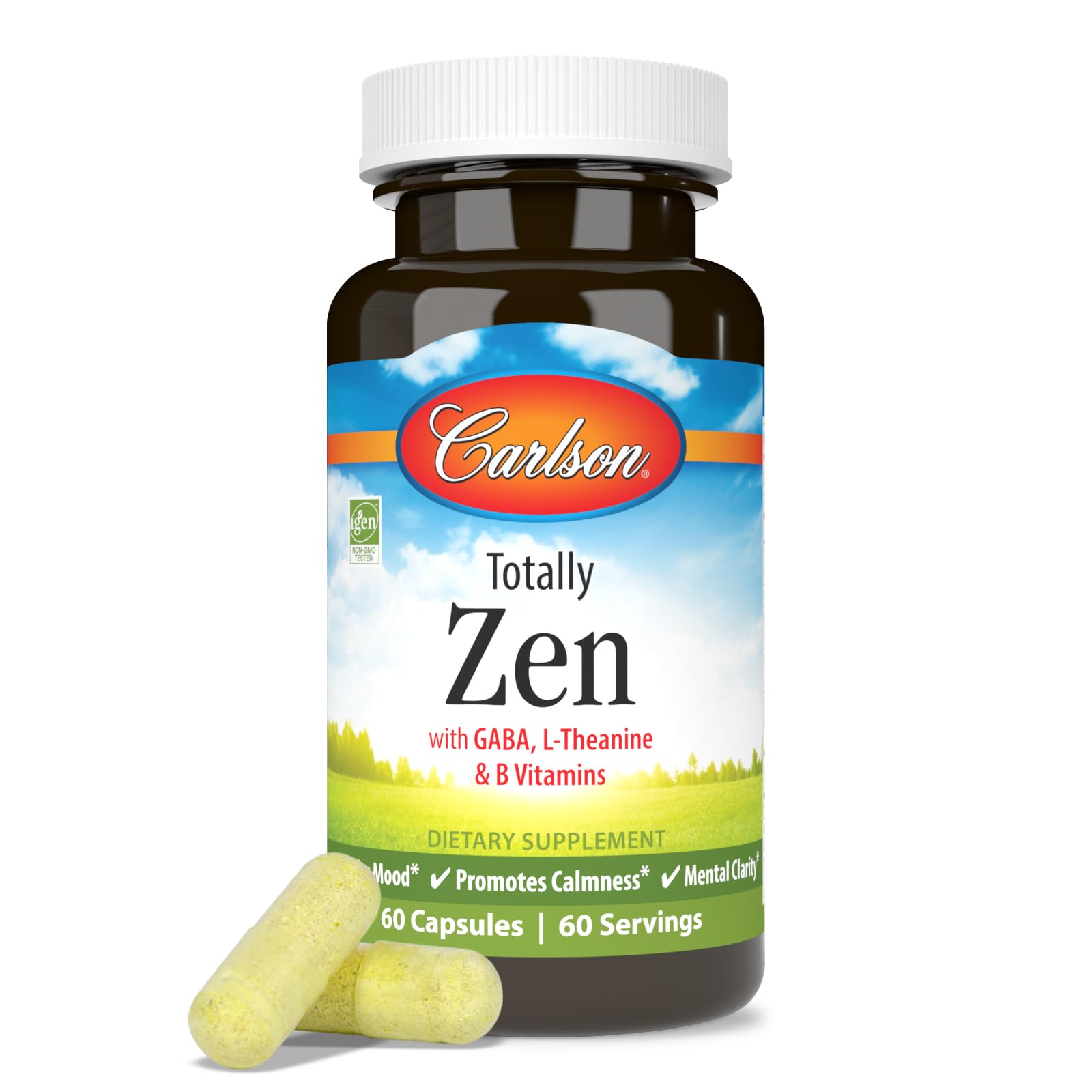 Carlson - Totally Zen, GABA, L-Theanine & B Vitamins, Healthy Mood, Promotes Calmness & Mental Clarity, 60 Capsules - Image 5