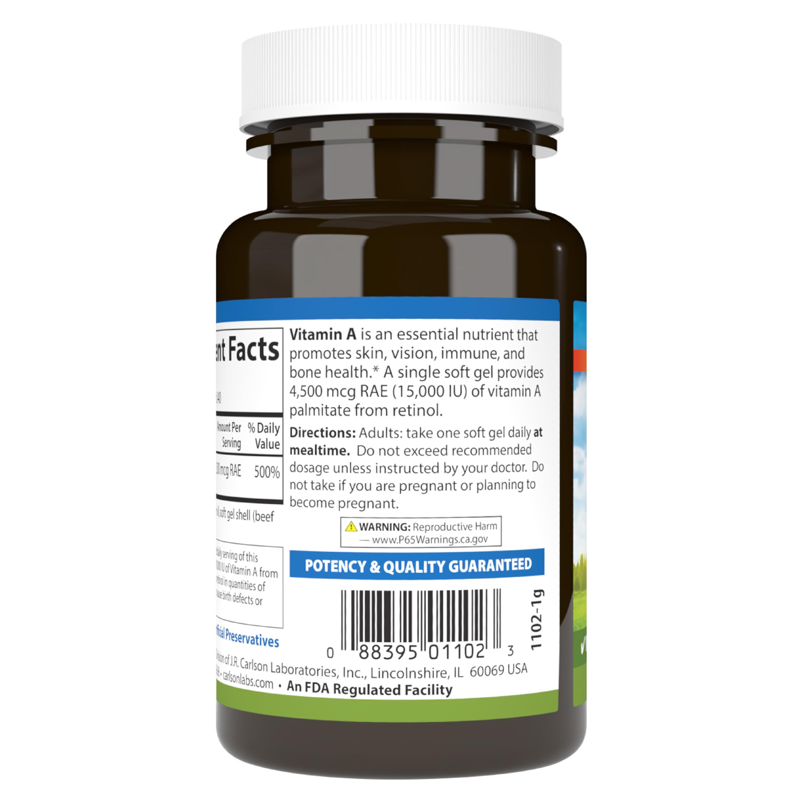 Carlson - Vitamin A, 15000 IU Palmitate (4500 mcg RAE), Vision Health & Healthy Skin, Immune Function, 240 Softgels - Image 8