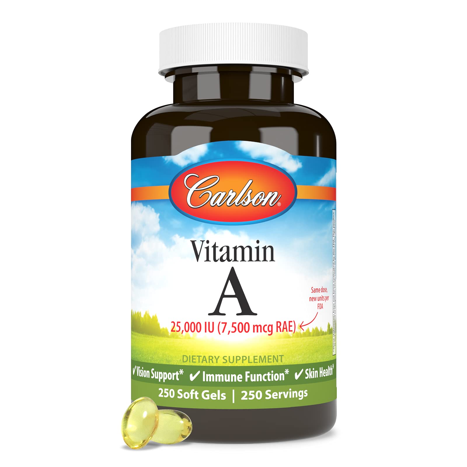 Carlson Vitamin A a 25,000 IU a Skin, Vision, Bone, and Immune Support (250 Soft Gels) - Image 5