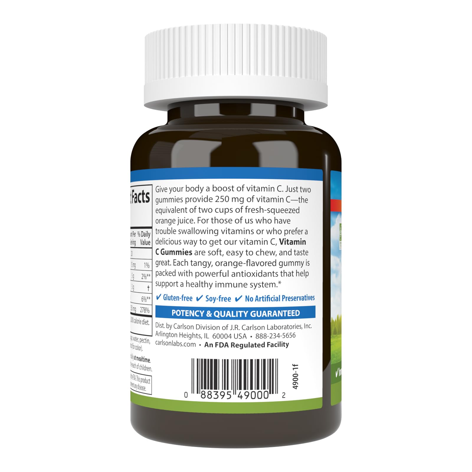 Carlson - Vitamin C Gummies, 250 mg, Immune Support & Antioxidant Power, Optimal Wellness, Orange, 60 Vegetarian Gummies - Image 7