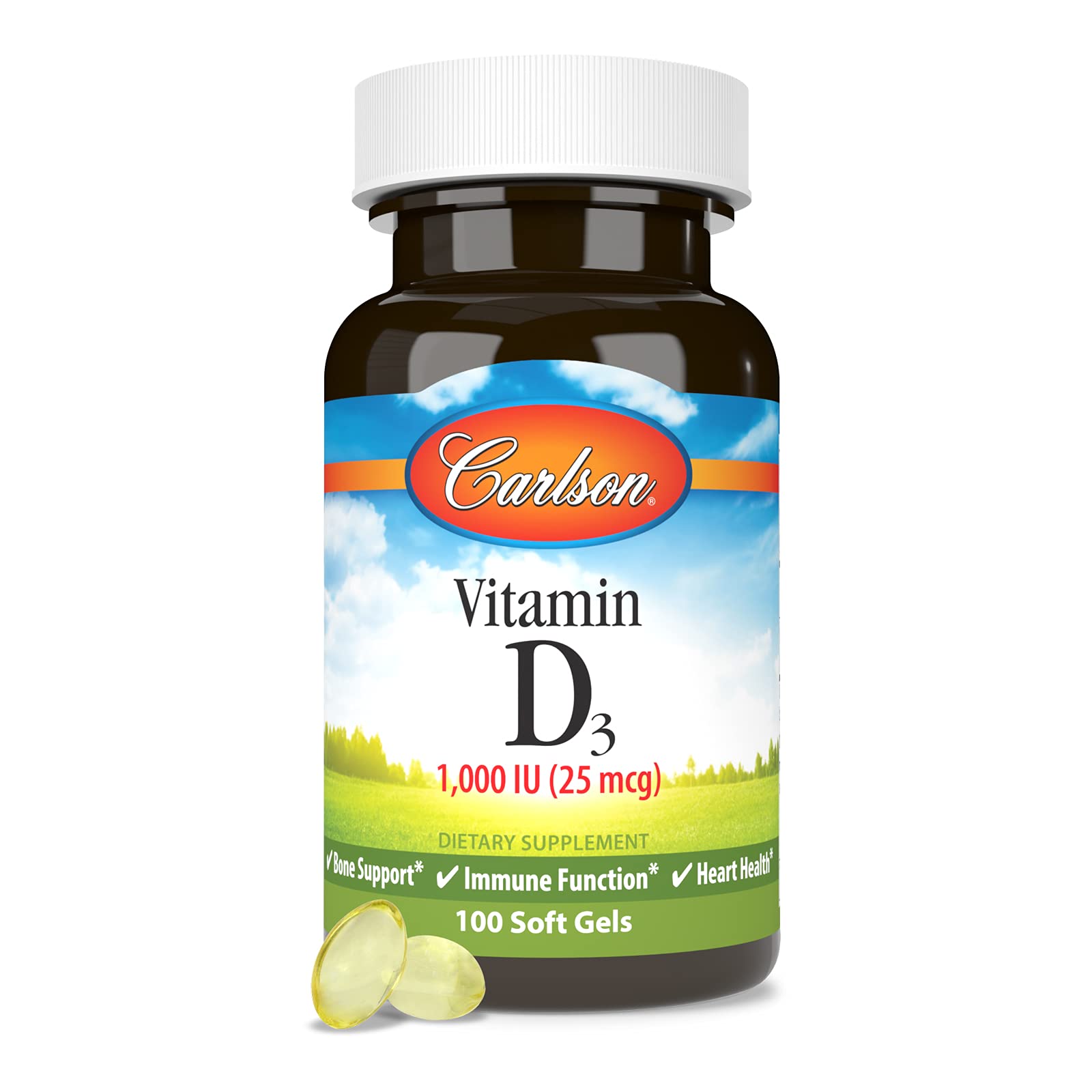 Carlson - Vitamin D3, 1000 IU (25 mcg), Bone Health, Muscle Health, Cholecalciferol, Vitamin D Supplements, Vitamin D3 Soft Gels, 100 Softgels - Image 5