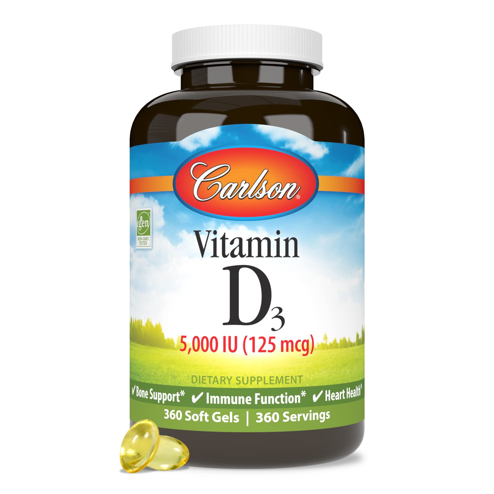 Carlson Vitamin D3 5,000 IU, Bone Health, 360 Soft Gels - Image 5