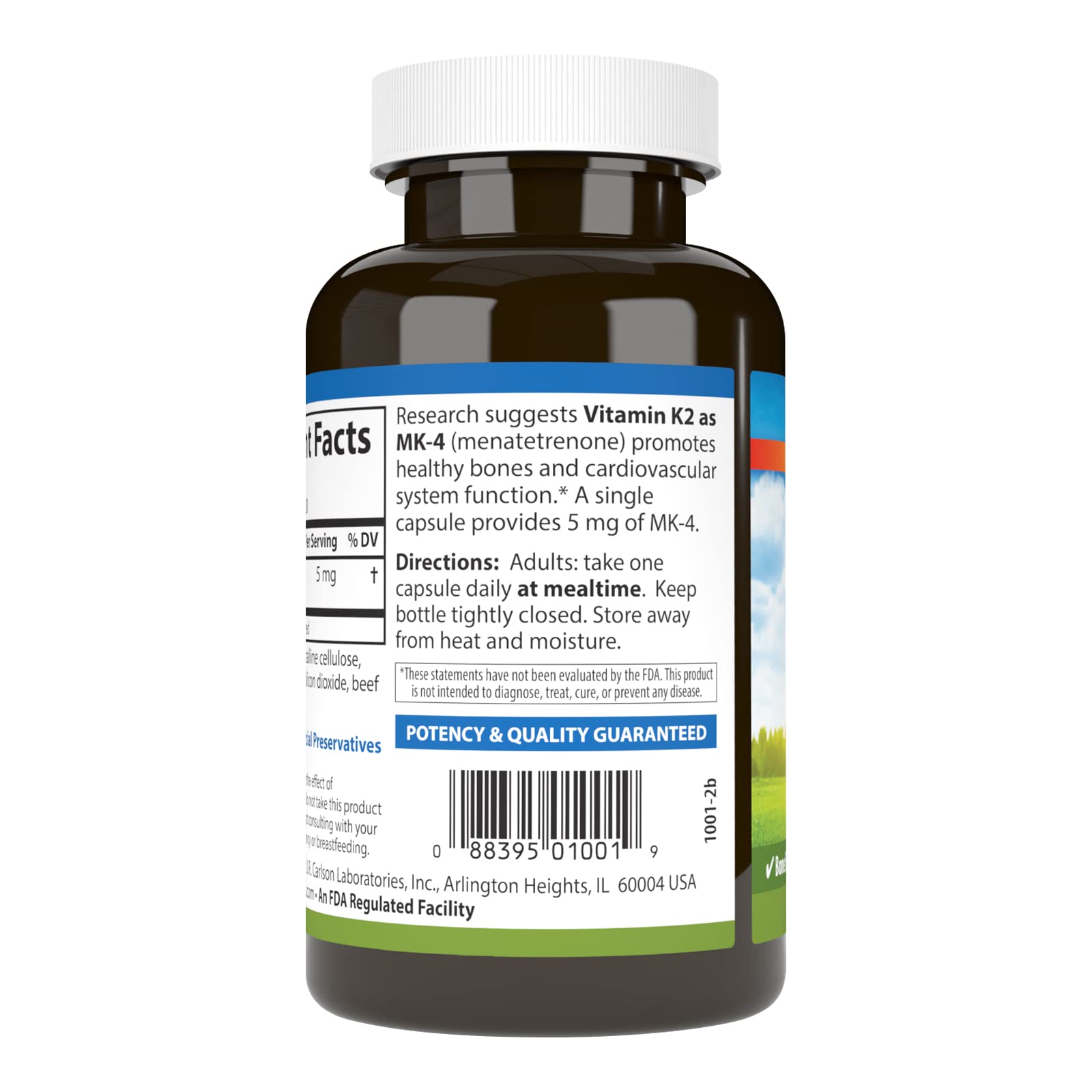 Carlson - Vitamin K2 MK-4 (Menatetrenone), 5 mg, Vitamin K Supplement, Bone Support, K2 Vitamin, Soy-Free, Vitamin K-2, 180 Capsules - Image 3