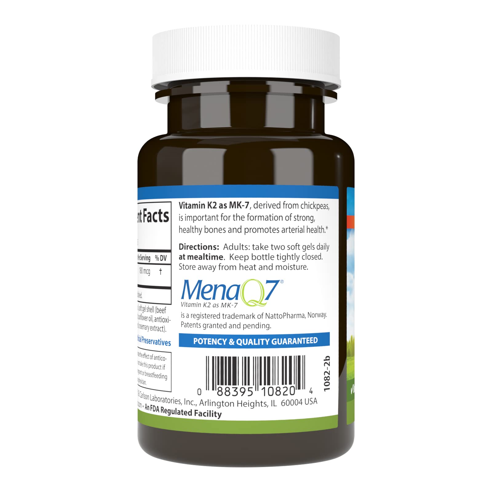 Carlson - Vitamin K2 MK-7 (Menaquinone), 180 mcg, Bone Support, Calcium Bioavailability, K2 Vitamin, Vitamin K-2, 90 Softgels - Image 3