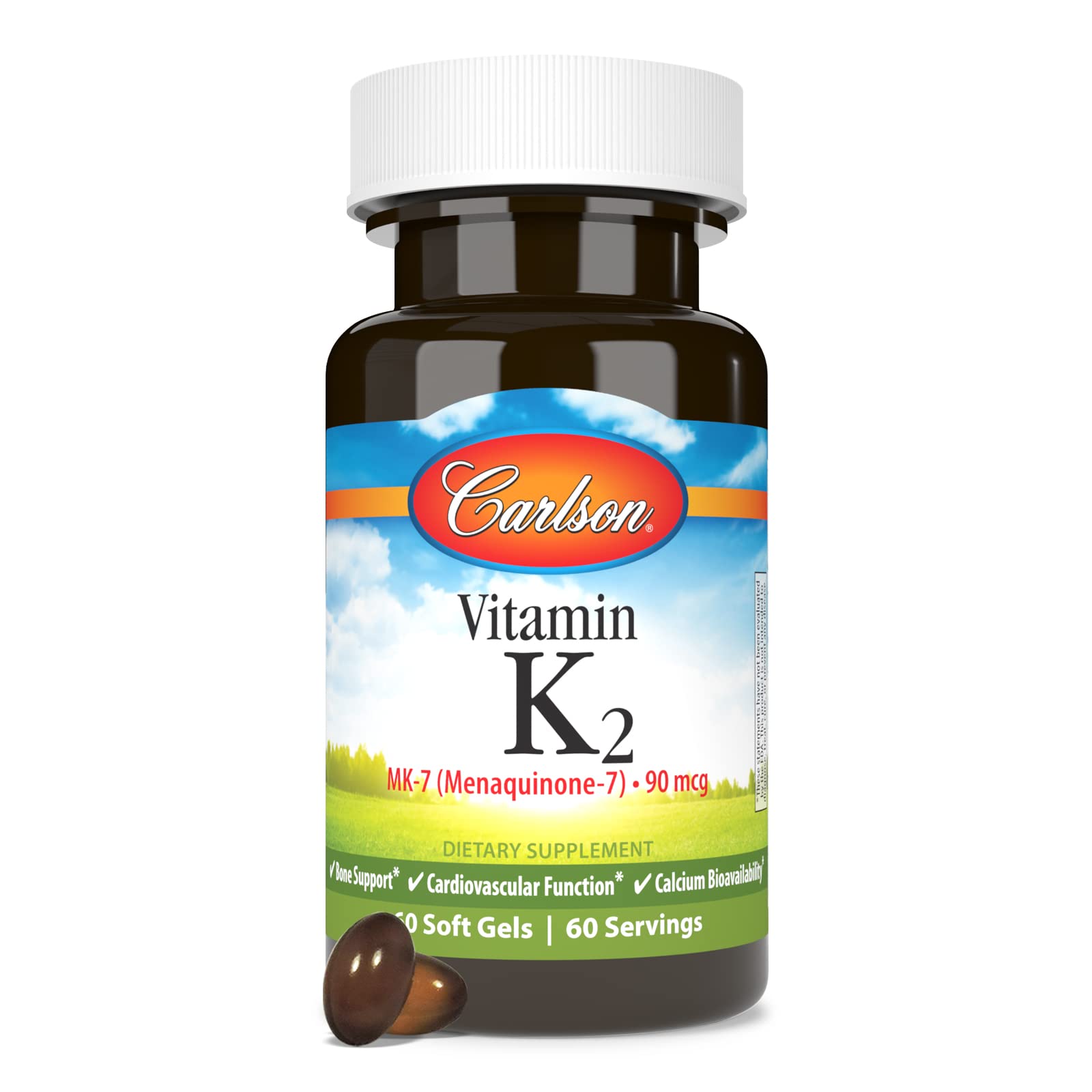Carlson - Vitamin K2 MK-7 (Menaquinone), 90 mcg, Bone Support, Calcium Bioavailability, K2 Vitamin, Vitamin K-2, 60 Softgels - Image 5